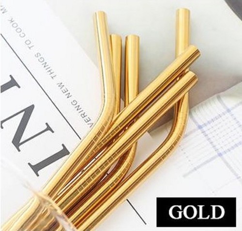 Rainbow metal drinking straws - metal,