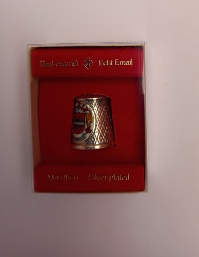 Silver plate enamel thimble - plate,