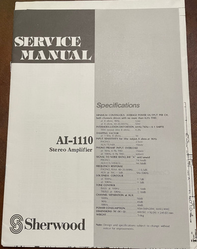 Sherwood 1110 stereo - sherwood, ai-1110
