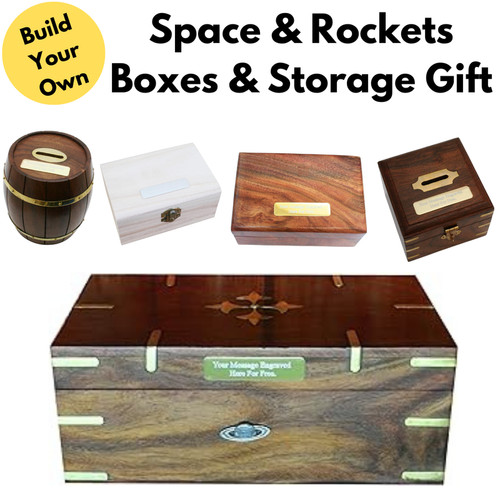 Space rockets wooden boxes - wooden,