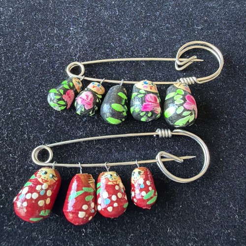 Brooch charm pin - charm, red