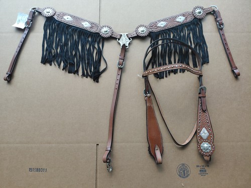 Western leather headstall - leather,