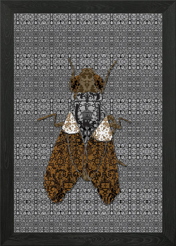 Deco house fly framed - framed, wall
