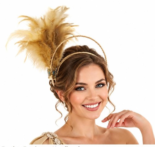 Gold feather fascinator - gold,