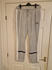FILA Mens NYC Grey Velour Track jogging bottoms Tapered L W34 36 RRP $88