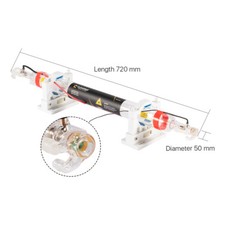 40W CO2 Laser Tube 720mm Dia.50mm Glass Pipe for CO2 Laser Engraving Cutting