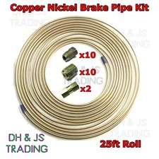 Copper Nickel Brake Pipe Hose Kit 25ft 10 Male & 10 Female Nuts Joint 3/16 Union