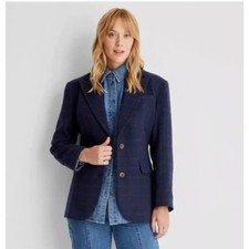 Prep Check Women's Blazer Blue Medium - Future Collective Reese Blutstein 