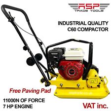 11000N Petrol Wacker Compactor Plate with Wheels & Paving Pad 196cc