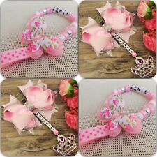 Set of two Personalised dummy clip  Pram charm for car seat pushchair bag pink