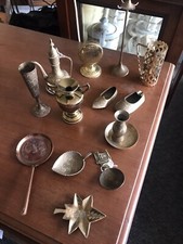 Vintage Beautiful Brass Heavy Miniature Doll's House Furniture 15 Items 1960