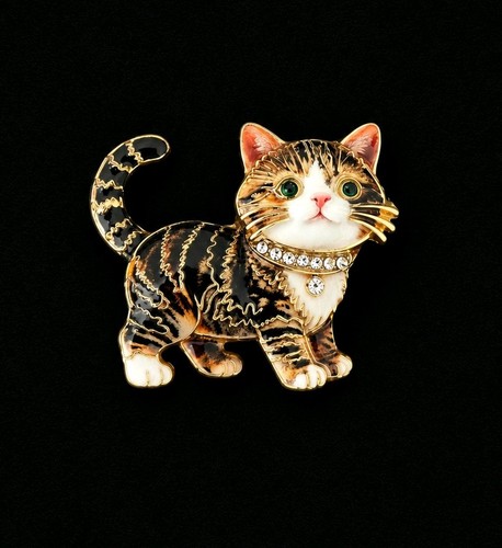 Tabby cat brooch vintage - cat,