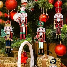12 Pcs Nutcracker Soldiers Wooden Christmas Tree Decorations Xmas Hanging Decor