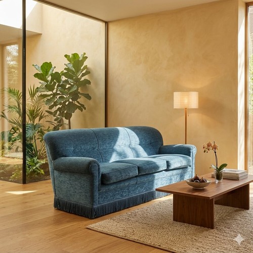 Vintage sofa velvet spring - velvet,