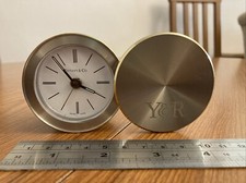 Vintage TIFFANY & CO Round Swivel Door Travel Alarm Clock Quartz Brass Swiss