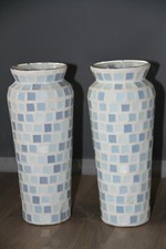 PAIR OF VINTAGE HABITAT GLASS COLOURED MOSAIC VASES.....