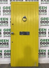 1930S WOODEN FRONT DOOR YELLOW 1920S BESPOKE VINTAGE TIMBER ANTIQUE OLD EXTERNAL