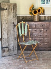 Antique French Wrought Iron Folding Garden Chair Seat