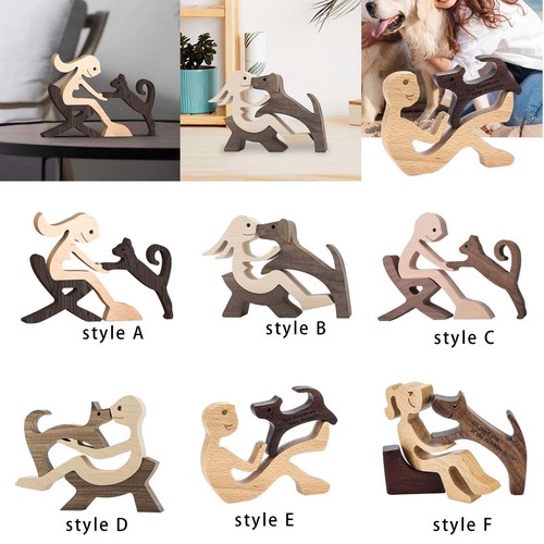 Wood dog human statue - statue, wooden