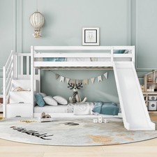 Kids Bunk Beds w/ Slide &