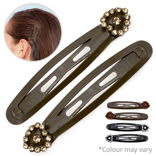 2pc diamante heart hair clips - diamante,