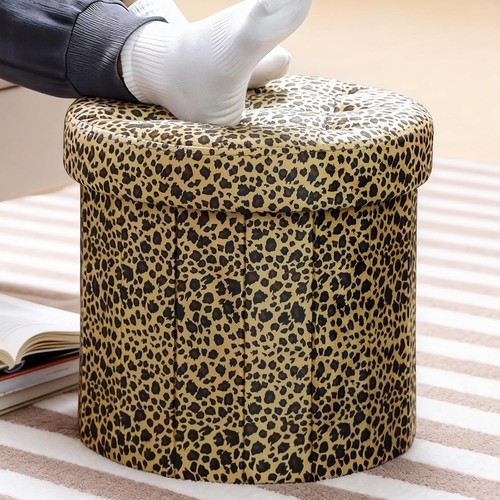 Velvet leopard print storage - leopard,