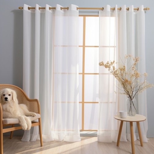 White sheer window curtains - window,