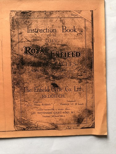 Royal enfield instruction book - enfield,