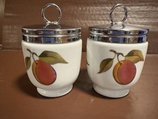 Vintage Royal Worcester Evesham Pair of King Size Egg Coddlers -PeachRedcurrant
