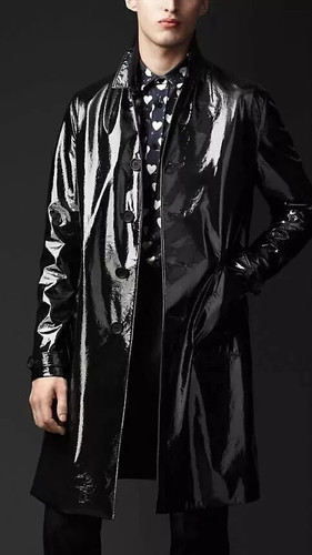 Men black pvc - vinyl, coat