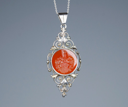 830 silver victorian - silver, carnelian