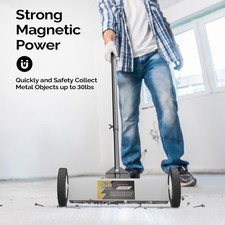 18in Magnetic Sweeper With Wheel Multiple scenes Lawn Yard 30lbs Rolling Sweeper