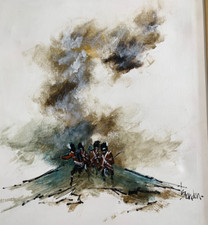 Brandon Cross Signed Framed Oil on Canvas of British Soldiers Scots Guard