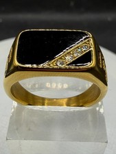 Mens Gold Signet Ring Black