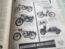 AMBASSADOR ENVOY POPULAR BELLA COMBINETTE EARL COURT  1956 MOTORCYCLE ARTICLE.