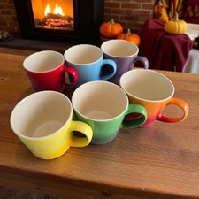 Set of 6 Colour Ombre Mugs 330ml Ceramic Coffee Tea Cups Kitchen Drinkware