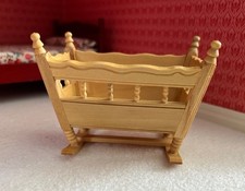 Pine Baby Cot, Dolls House Miniatures, Nursery, Crib, 1.12 Scale