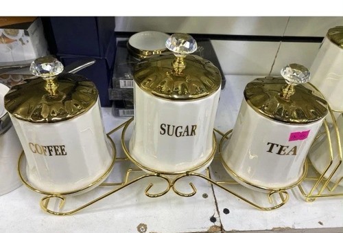 Tea coffee sugar jars - coffee, ceramic