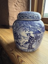  Vintage Blue and white Chinese ginger jar 
