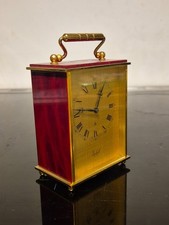  Brass Carriage Clock IMHOF Old Vintage Red Case IMHOF 8 Days Swiss Made