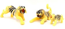 3x Vtg MURANO Black & Yellow SNARLING TIGERS Italian Art Glass Figures - W28