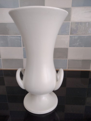 Vintage white vase shorter - vase, by
