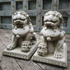 Pair of Foo Dog Stone Statues
