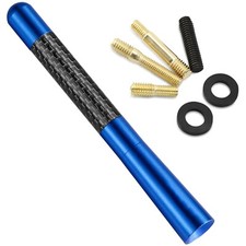 Car Roof Short Rod Antenna 12cm Carbon Design Radio Universal Adapter Base Blue