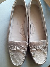 Marks& Spencer Bronze/ Pewter Leather Flat Footglove Shoes New Size 6