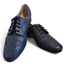 Dune Navy Blue Brogues Size 38 UK 5 - Ladies Flat Lace Up Leather Brogue Shoes