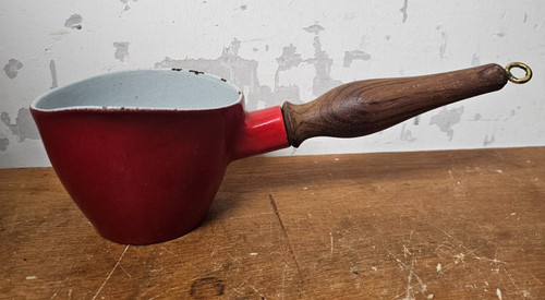 Vintage cast iron enamel small - vintage,