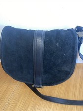 Deena & Ozzy Suede Faux Leather Black Shoulder Saddle Bag Side Tassel