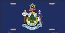 MAINE STATE FLAG METAL AUTO