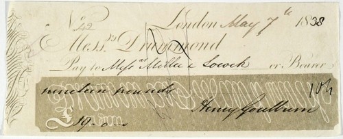 Drummond london bank cheque - london,